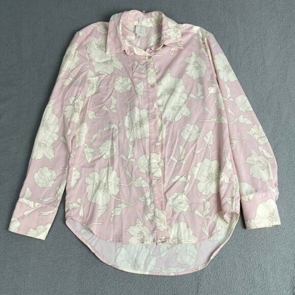 Joie Women's size XS Floral Button Up Top M Pink Blouse Long Sleeve Lightweight